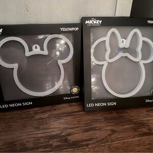 NEW! Set of 2 Disney Mickey and Minnie White LED Neon Signs